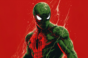 Spider Man With A Bold Red Logo (2048x2048) Resolution Wallpaper