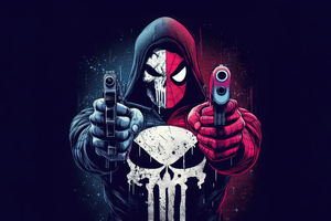 Spider Man X Punisher (2560x1024) Resolution Wallpaper