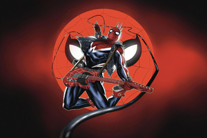Spider Punk Energetic Web Slinging Wallpaper
