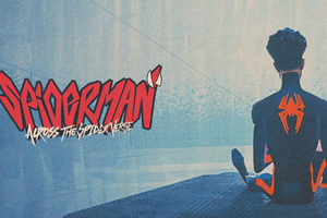 Spiderman Across The Spiderverse Typography Logo (2560x1080) Resolution Wallpaper