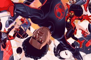 Spiderman Across The Spiderverse Upside Down Poster