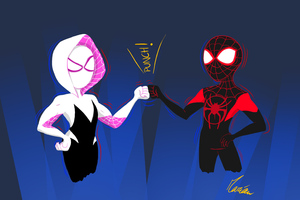 Spiderman And Gwen Punch Art