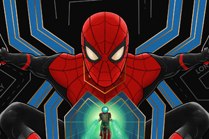 Spiderman And Mysterio Art (1336x768) Resolution Wallpaper