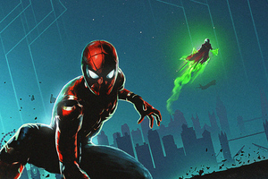 Spiderman And Mysterio New Art (2560x1080) Resolution Wallpaper