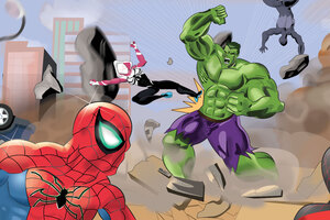 SpiderMan And Spider Woman Team Versus The Hulk