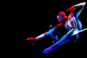 Spiderman Black Background Minimalism Wallpaper