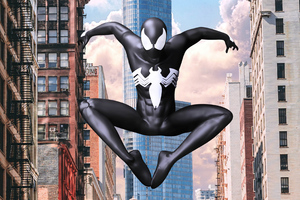 Spiderman Black Suti In City 4k (1400x900) Resolution Wallpaper