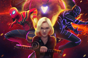 Spiderman Black Widow Black Panther In Avengers Infinity War