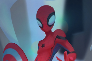 Spiderman Captain Shield (2560x1080) Resolution Wallpaper