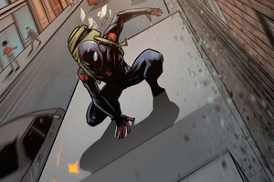 Spiderman Catching Thieves (1366x768) Resolution Wallpaper