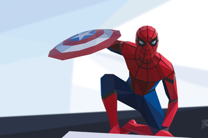 Spiderman Civil War Low Poly 4k (2560x1024) Resolution Wallpaper