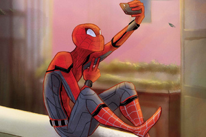 Spiderman Clicking Selfie (1600x900) Resolution Wallpaper