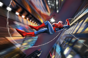 Spiderman Flying In The Sky (1024x768) Resolution Wallpaper