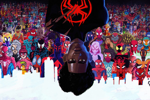 Spiderman From All The Verses Wallpaper