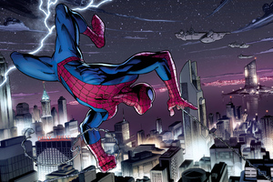 Spiderman Hanging Around City 4k