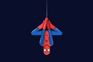 Spiderman Hanging Down Minimal 4k