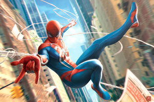 Spiderman In City 4k (1024x768) Resolution Wallpaper