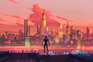 Spiderman In Ny Sunset Wallpaper