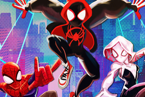 SpiderMan Into The Spider Verse New Art 4k (2560x1024) Resolution Wallpaper