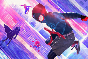Spiderman Into The Spider Verse Warriors (1280x720) Resolution Wallpaper