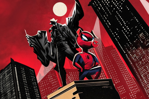 Spiderman Noir And Spider Ham In Spiderverse Wallpaper