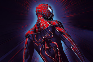 Spiderman On The Edge (2048x2048) Resolution Wallpaper