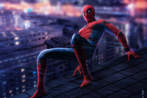 Spiderman On The Wall 5k (1360x768) Resolution Wallpaper