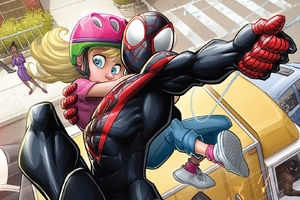 Spiderman Saving Little Kid Artwork Wallpaper