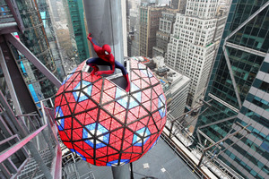 Spiderman Swing Into Times Square