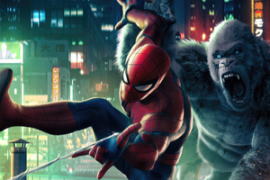 Spiderman Vs Kong (2560x1080) Resolution Wallpaper