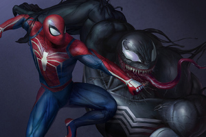 Spiderman Vs Venom Artwork HD (1360x768) Resolution Wallpaper