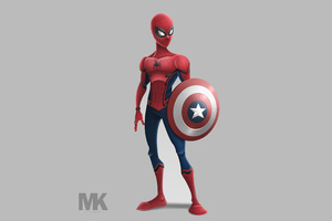 Spiderman With Captain America Shield (2932x2932) Resolution Wallpaper