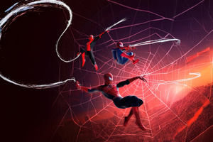 Spidermans Under The Fiery Sky Wallpaper