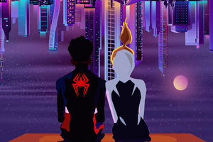 Spiderverse Alliance Gwen Stacy And Miles Morales (2932x2932) Resolution Wallpaper