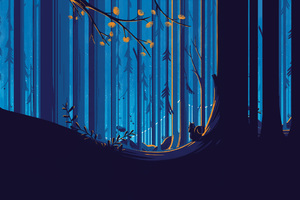Squirrel Illustration Artwork Forest Trees Blue Sky (1920x1080) Resolution Wallpaper