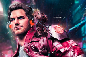 Star Lord And Baby Groot (1280x800) Resolution Wallpaper