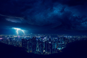 Storm Night Lightning In City 4k Wallpaper