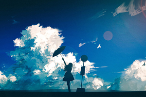 Stormy Wind Umbrella Girl 4k (2560x1080) Resolution Wallpaper