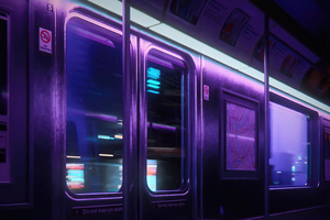 Subway Night Cyber Neon Lights 5k