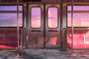 Subway Train Flodded With Water 5k (2048x2048) Resolution Wallpaper