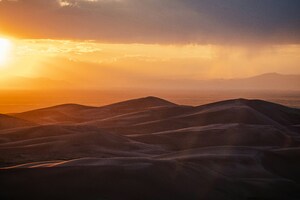Sun Is Setting Over The Sand Dunes (2560x1600) Resolution Wallpaper