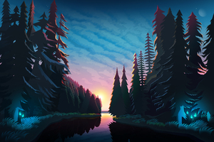 Sundown Landscape Minimalist (1280x800) Resolution Wallpaper