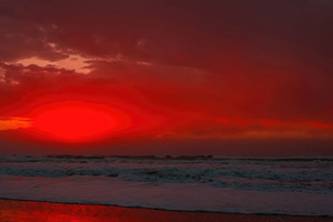 Sunlight Sea Red Evening Time Wallpaper