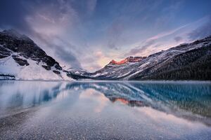 Sunrise At Bow Lake Canada 8k (1280x800) Resolution Wallpaper