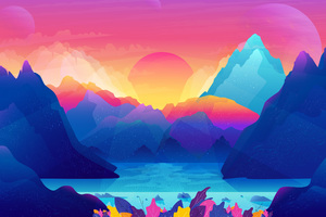 Sunrise Illustration (2560x1080) Resolution Wallpaper