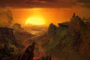 Sunrise On Alien Planet 4k