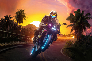 Sunset Bike Rider (2560x1080) Resolution Wallpaper