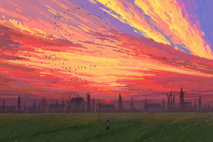 Sunset Clouds And Birds (3000x2000) Resolution Wallpaper