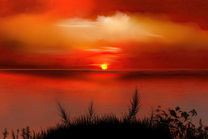Sunset Digital Art 4k