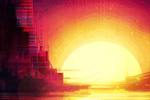 Sunset Illustration (2560x1080) Resolution Wallpaper